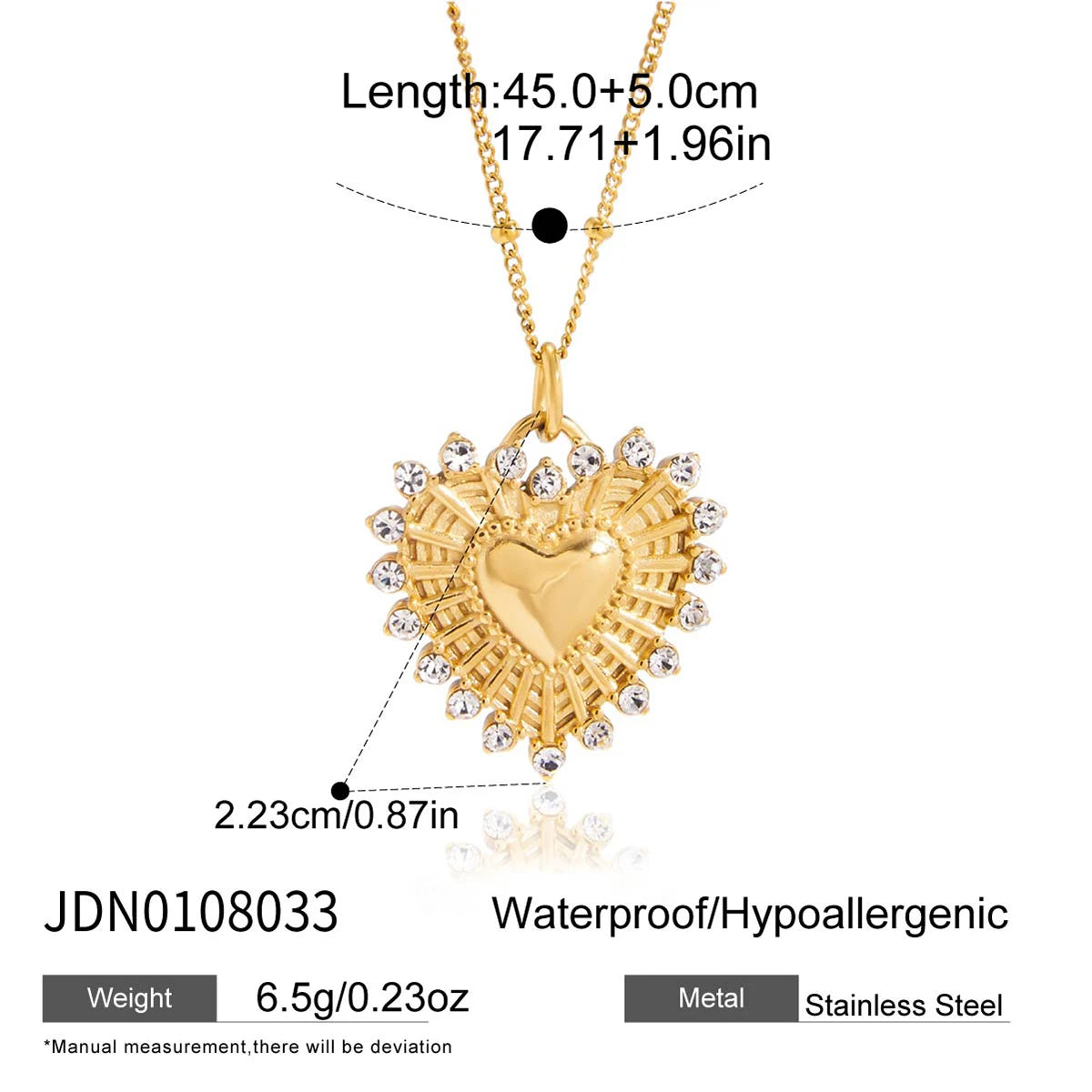 Kika Temperament Heart Pendant Chain Necklace