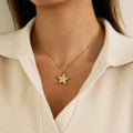 Kika Plated Gold Color Shiny Zircon Star Pendant Necklace