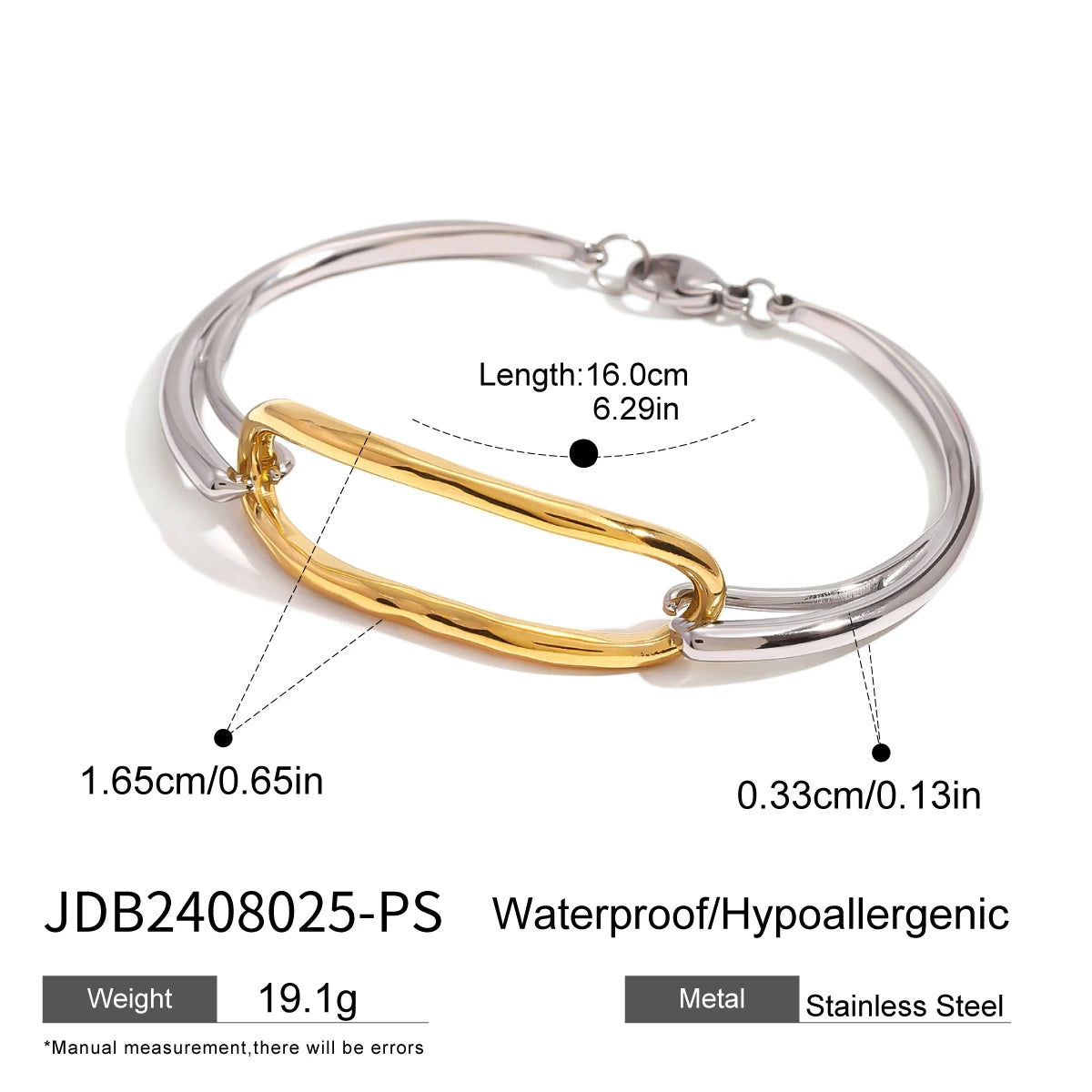 KIKA Fashion Personalized Two Tone Bracelet