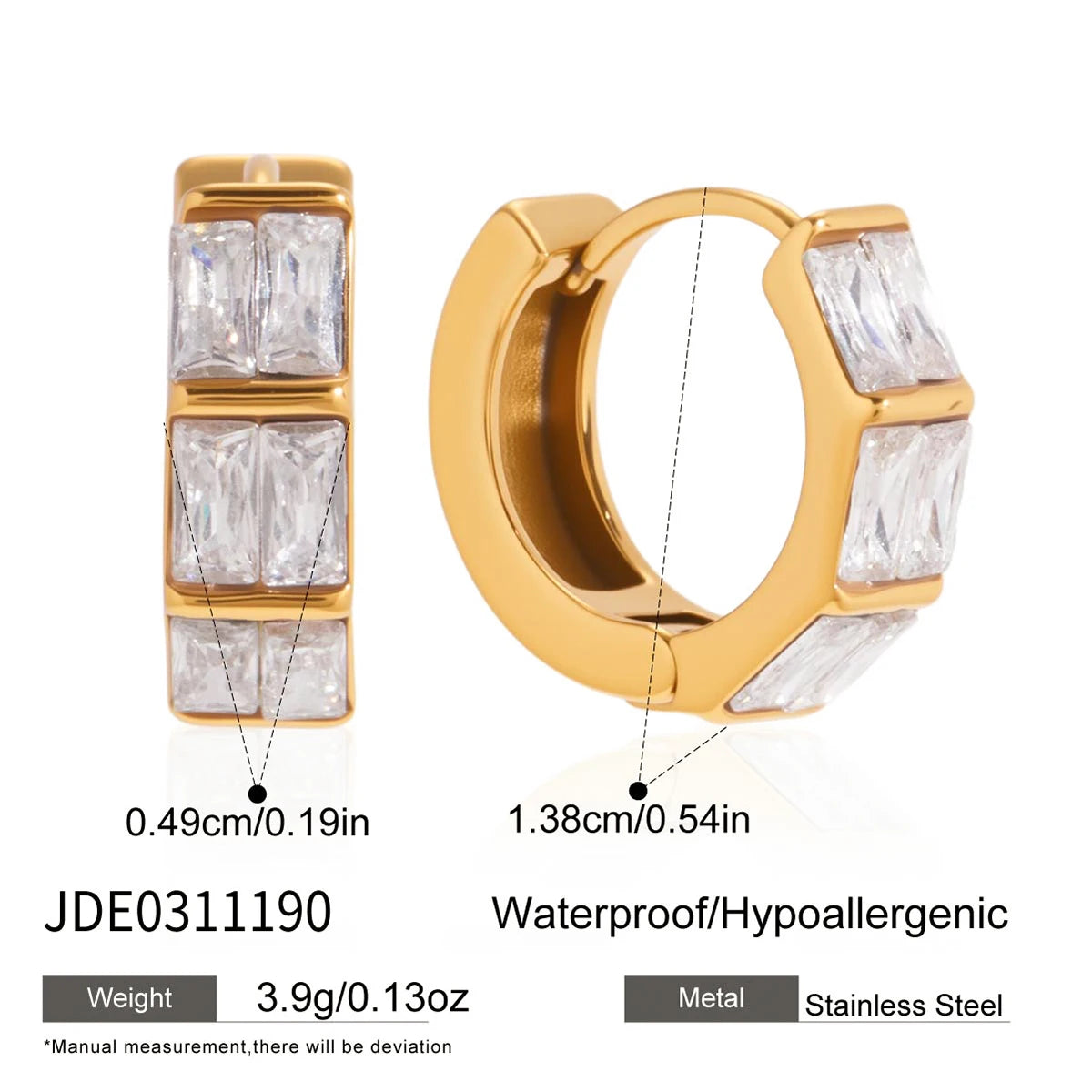Kika Simple Classic Round White Zircon U-shape Hoop Earrings