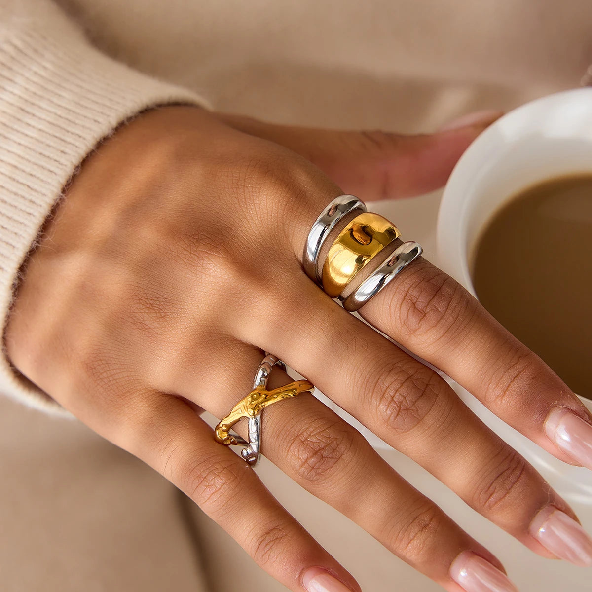 Kika Three-layer Hollowed-out Open Ring