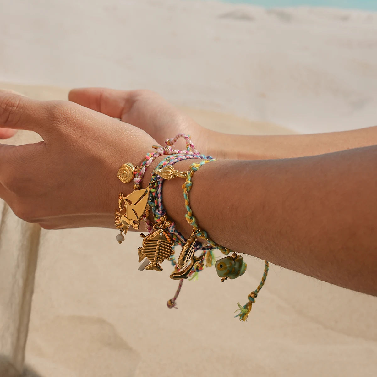 Kika Beach Ocean Resort Wind Sea Star Pendant Adjustable Rope Bracelet