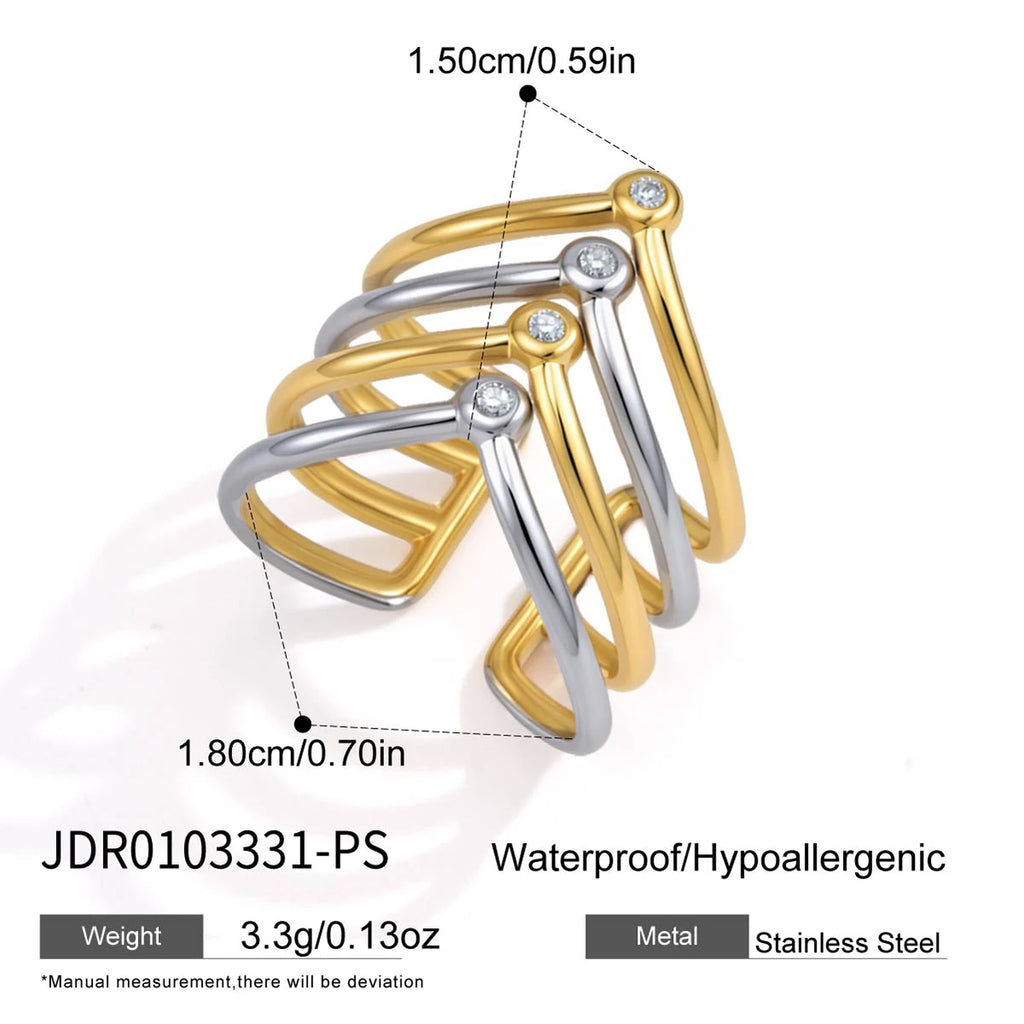 KIKA Multilayer Wave Shape Hollow Open PVD Plated Stainless Steel 316L