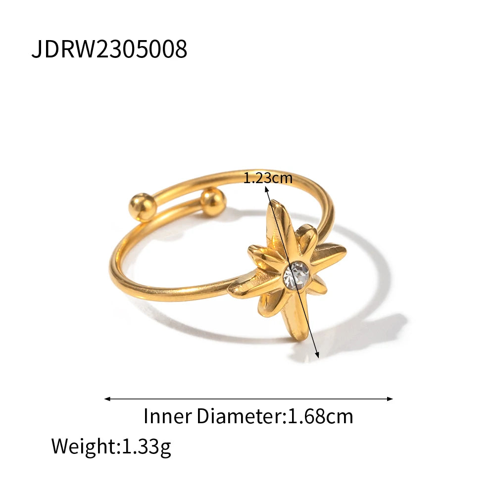 Kika Gold Color Sunshine Ring Full Sunburst Ring Rising Sun Dainty  Celestial Jewelry Stackable Ring Gift Wife