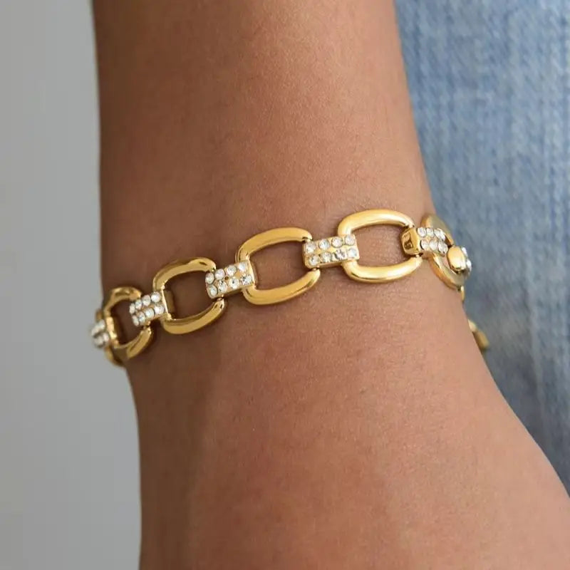KIKA Classic Hollow Chain Bracelet For Women Waterproof 18K Gold PVD Plated Stainless Steel Bracelet Simple Fashion Jewelry