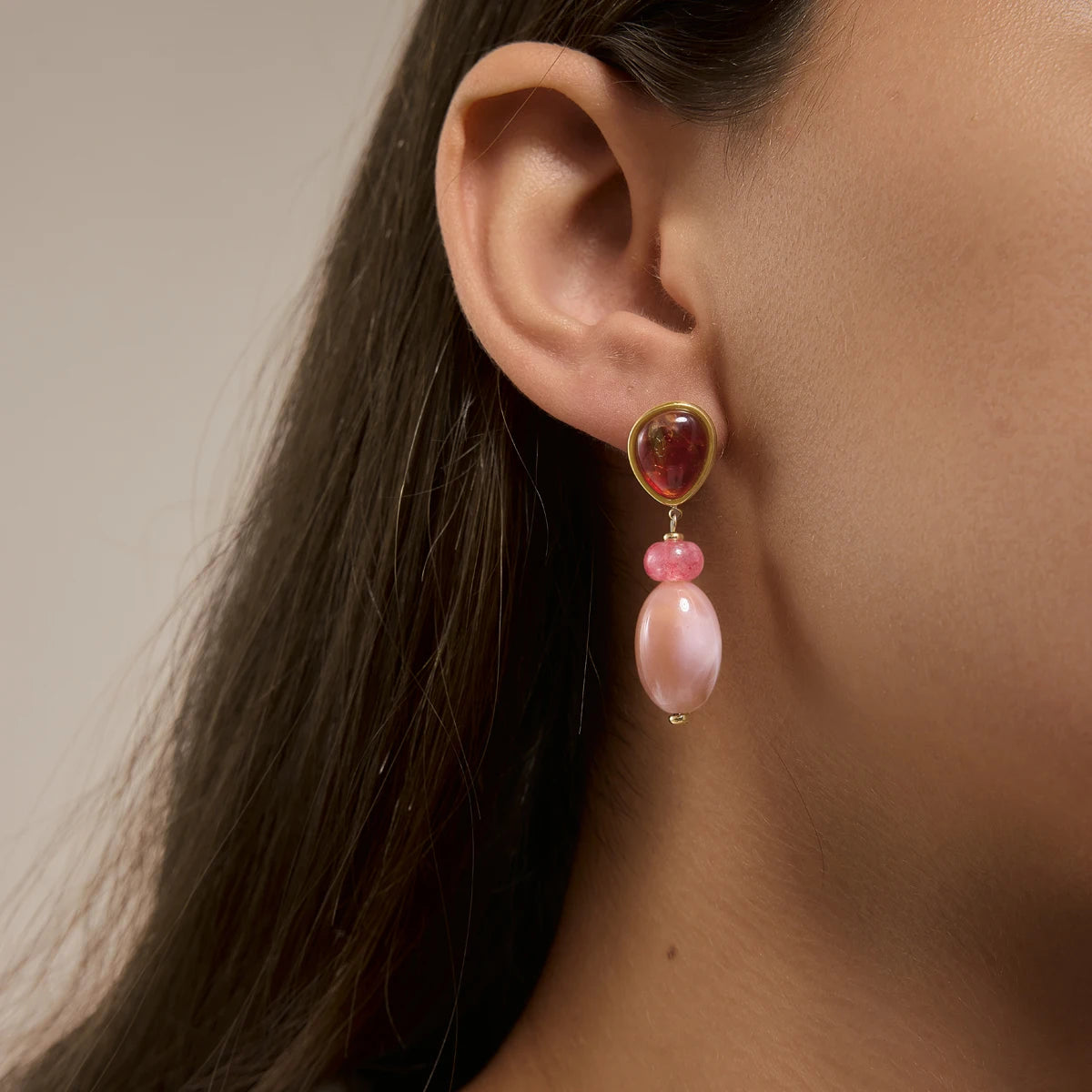 KIKA  Elegant Multicolor Resin Drop Earrings PVD  18K Gold Plated Stainless Steel 316L
