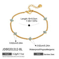 KIKA Elegant Blue Flower T Bar Charm Bracelet For Women Minimalist 18K Gold Plated Stainless Steel Bracelet Fashion Jewelry