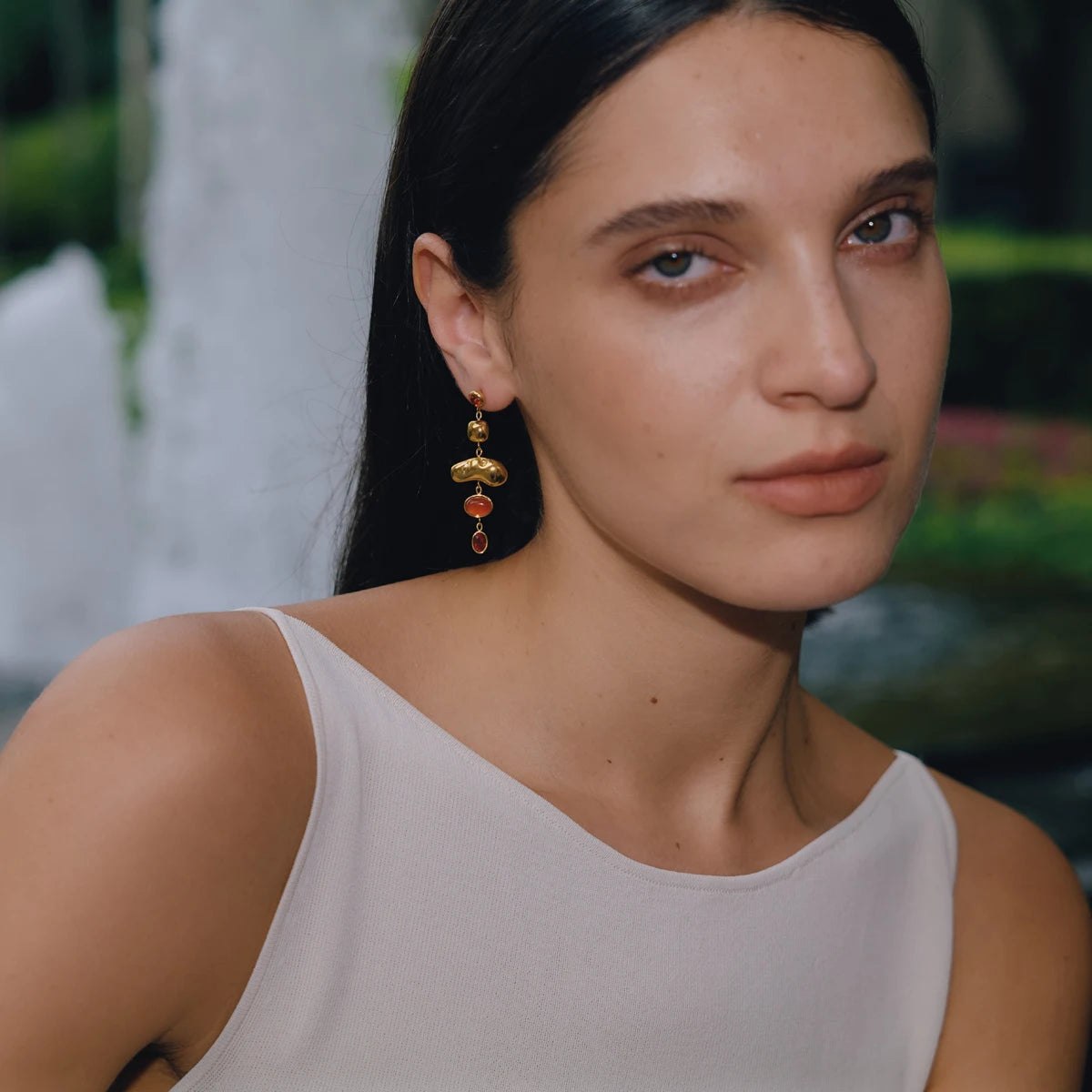 KIKA Geometric Natural Stone Zircon Drop Earrings For Women 18K Gold PVD Plated Stainless Steel Earrings Fashion Jewelry Gift