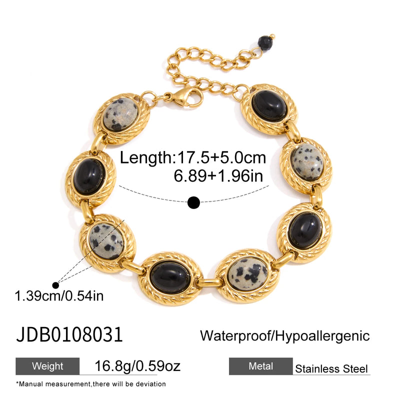 KIKA Mixed Color Natural Stone Bracelet For Women Minimalist 18K Gold PVD Plated Stainless Steel Bracelet Fashion Jewelry Gift