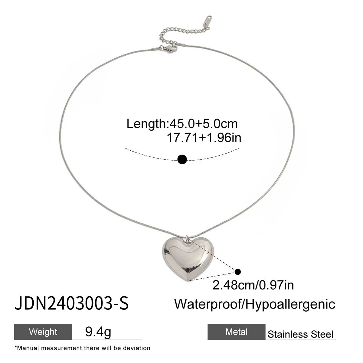 Simple Classic Heart Pendant Necklace