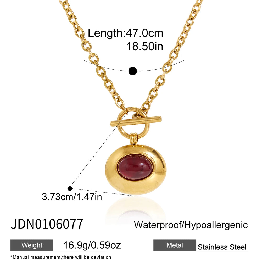 KIKA Classic Red Resin Pendant Necklace  18K Gold PVD Plated Stainless Steel 316L