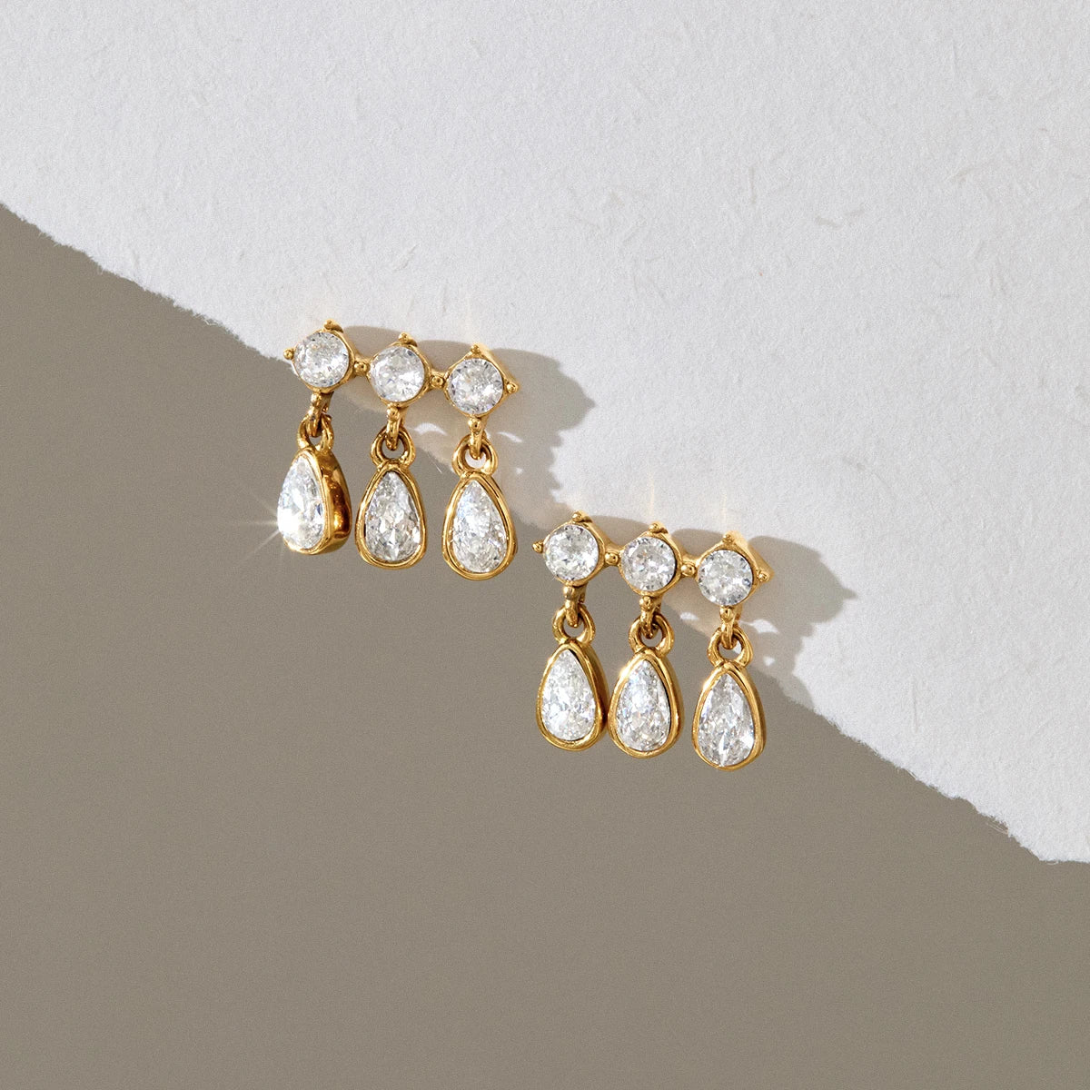 KIKA Delicate Round Water Drop Zircon Earrings For Women 18K Gold PVD Plated Stainless Steel Earrings Fashion Jewelry Gift