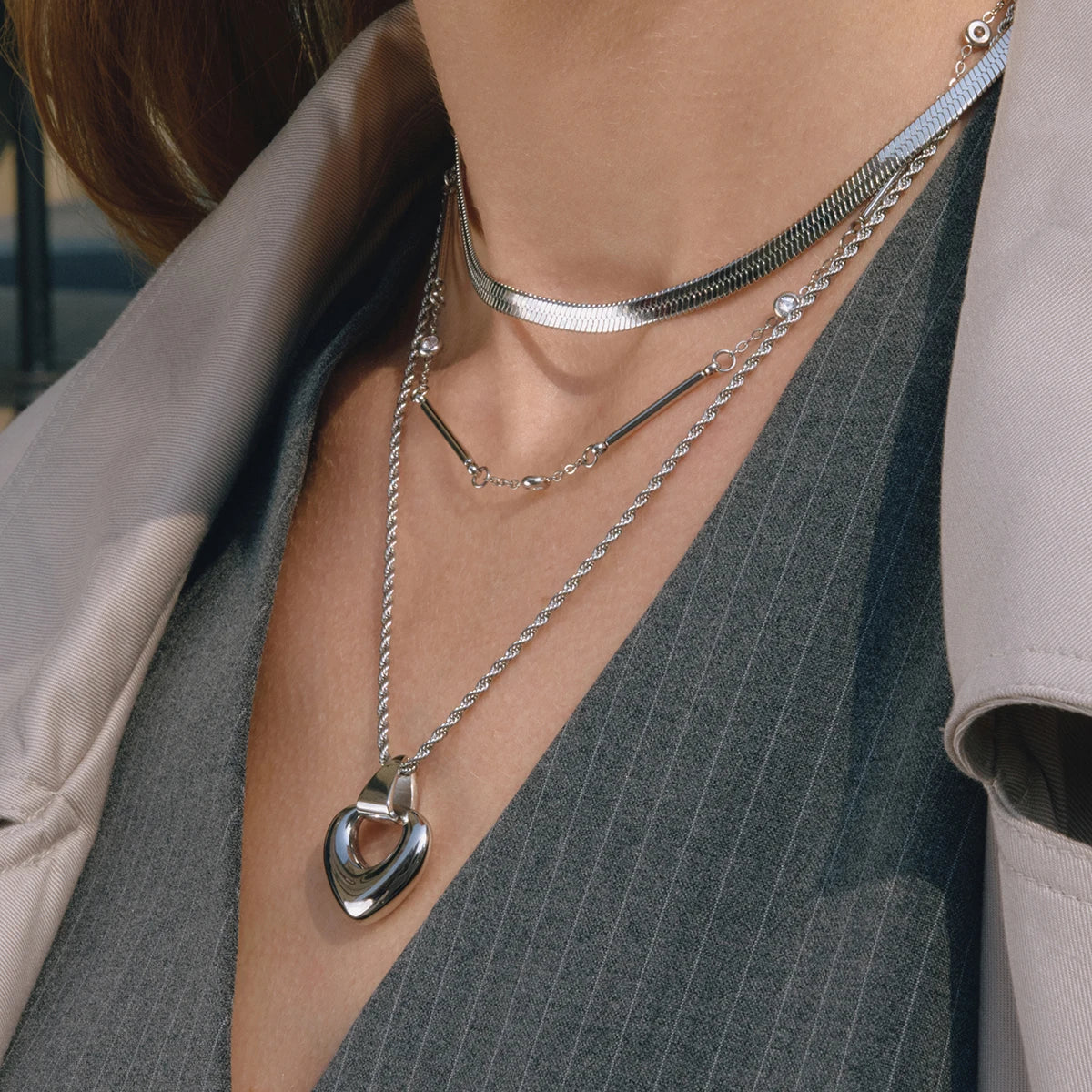 Hollowed Out Heart Shaped Pendant Necklace