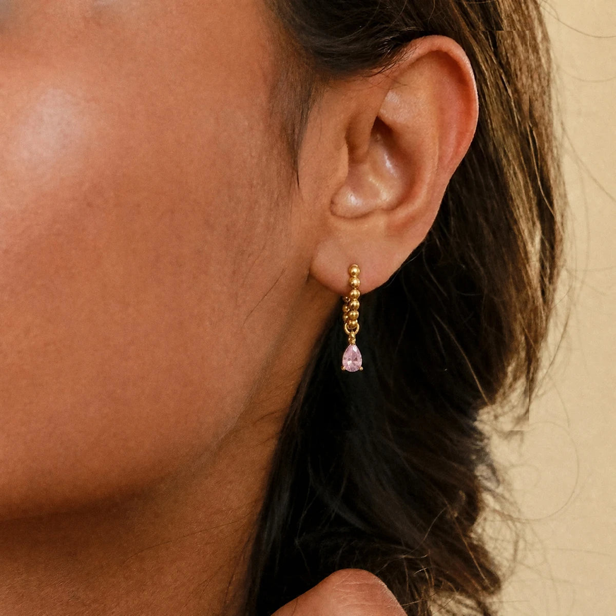 KIKA Elegant Water Drop Zircon Earrings PVD Plated Stainless Steel 316L