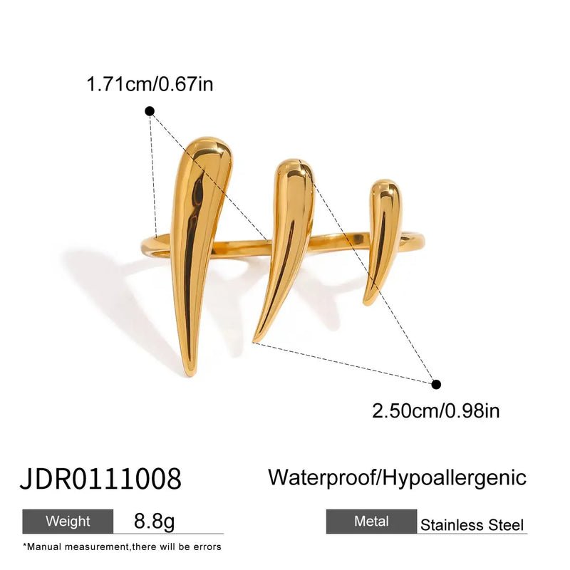 Kika Minimalism 18k Gold-Plated Color Stainless Steel Exaggerated Claw Ring