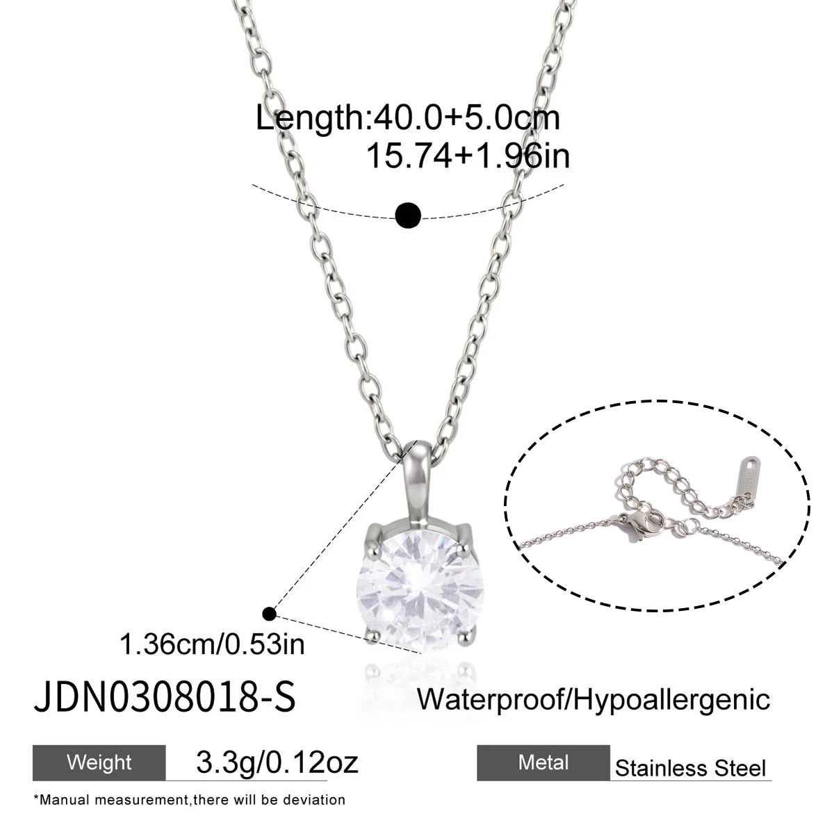 Kika Delicate Geometric Round Heart Zircon Pendant Necklace