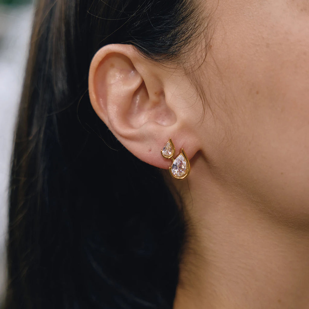 KIKA Water Drop Zircon Stud Earrings For Women Minimalist 18K Gold PVD Plated Stainless Steel Earrings Fashion Jewelry Gift