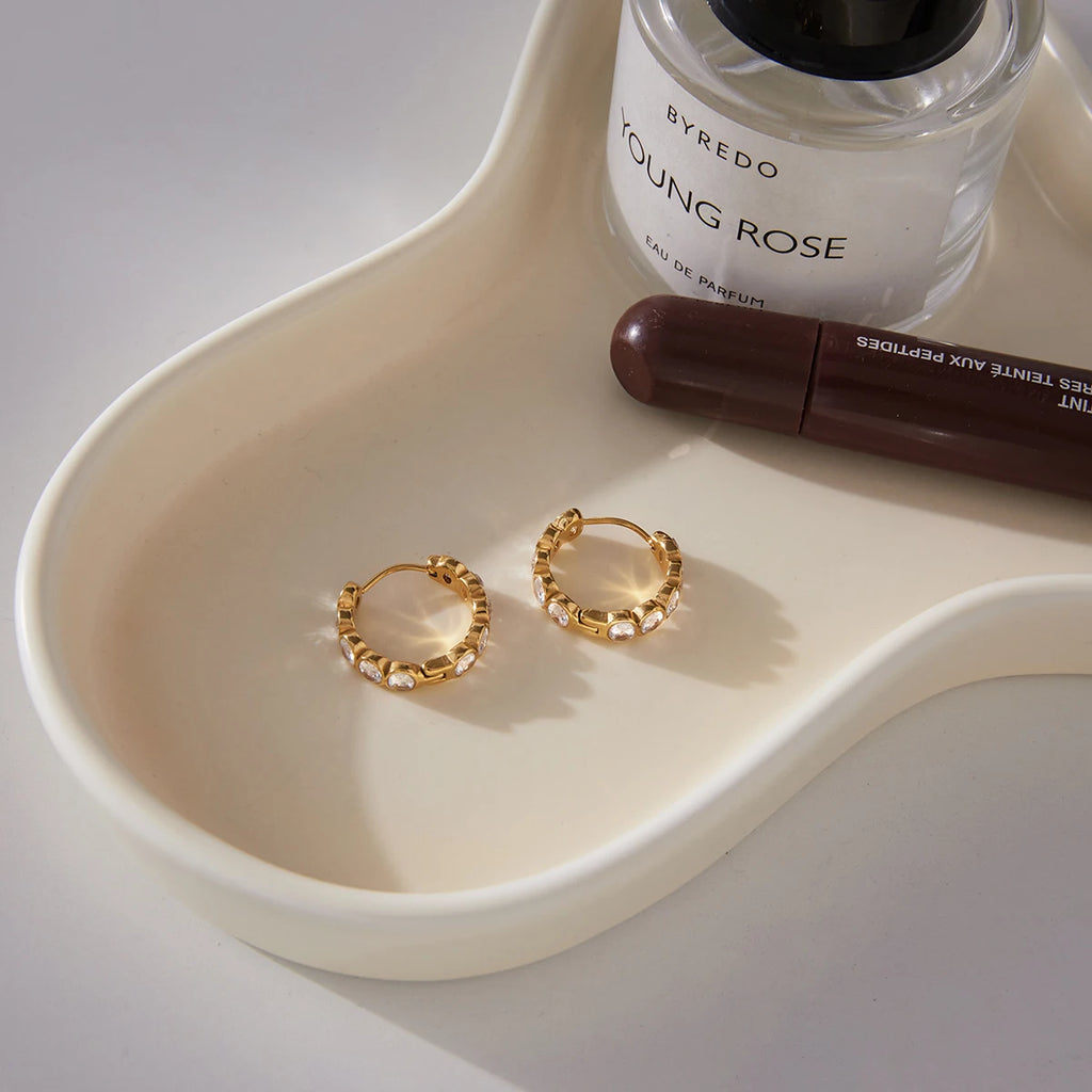 Kika Classic Zircons Filled Earring PVD Plated Stainless Steel 316L