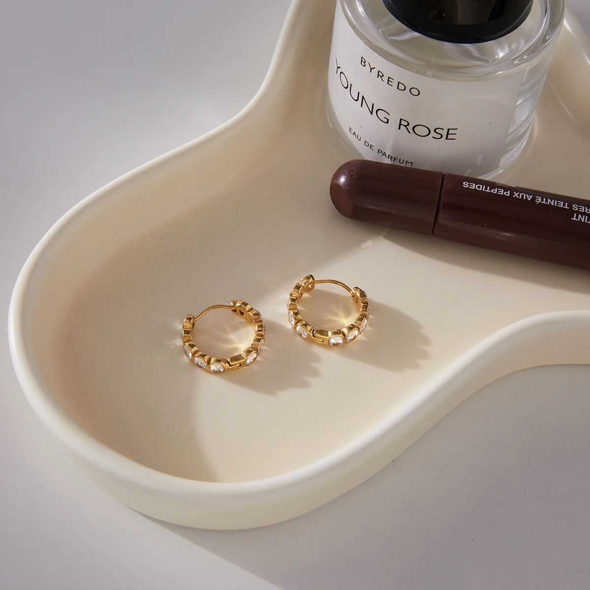 Kika Classic Zircons Filled Earring PVD Plated Stainless Steel 316L