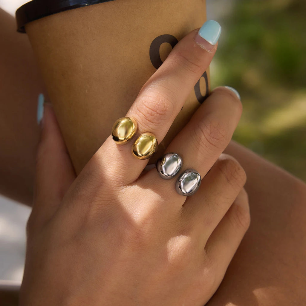 KIKA Minimalism Smooth Open Ring PVD Gold Plated Stainless Steel 316L