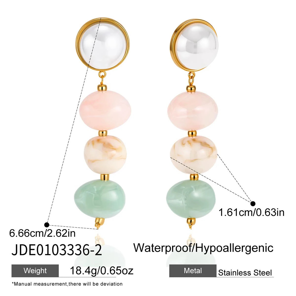 Kika Delicatecolored Brown Series Dyed Resin Glass Pearl Tassel Earrings