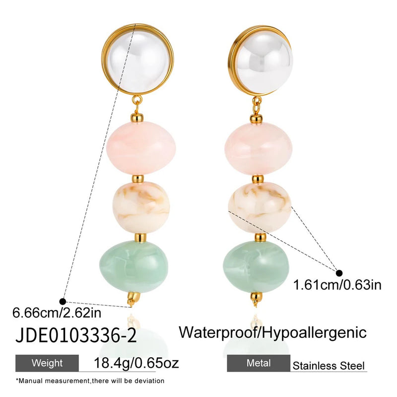 Kika Delicatecolored Brown Series Dyed Resin Glass Pearl Tassel Earrings
