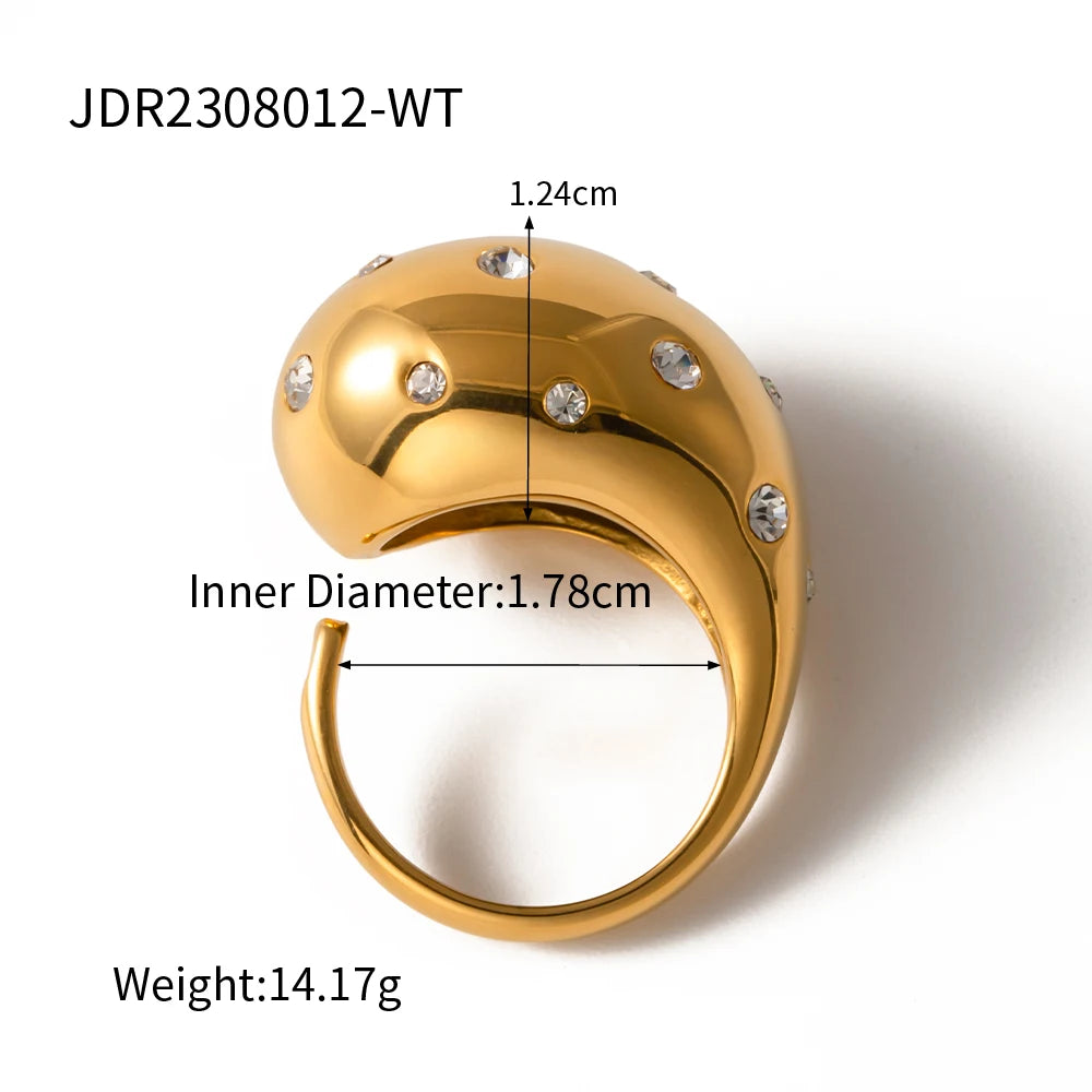 Kika Stainless Steel Half Empty Chunky Exclusive Ring 18K PVD Plated Waterproof Texture Personalized Statement Jewelry Women