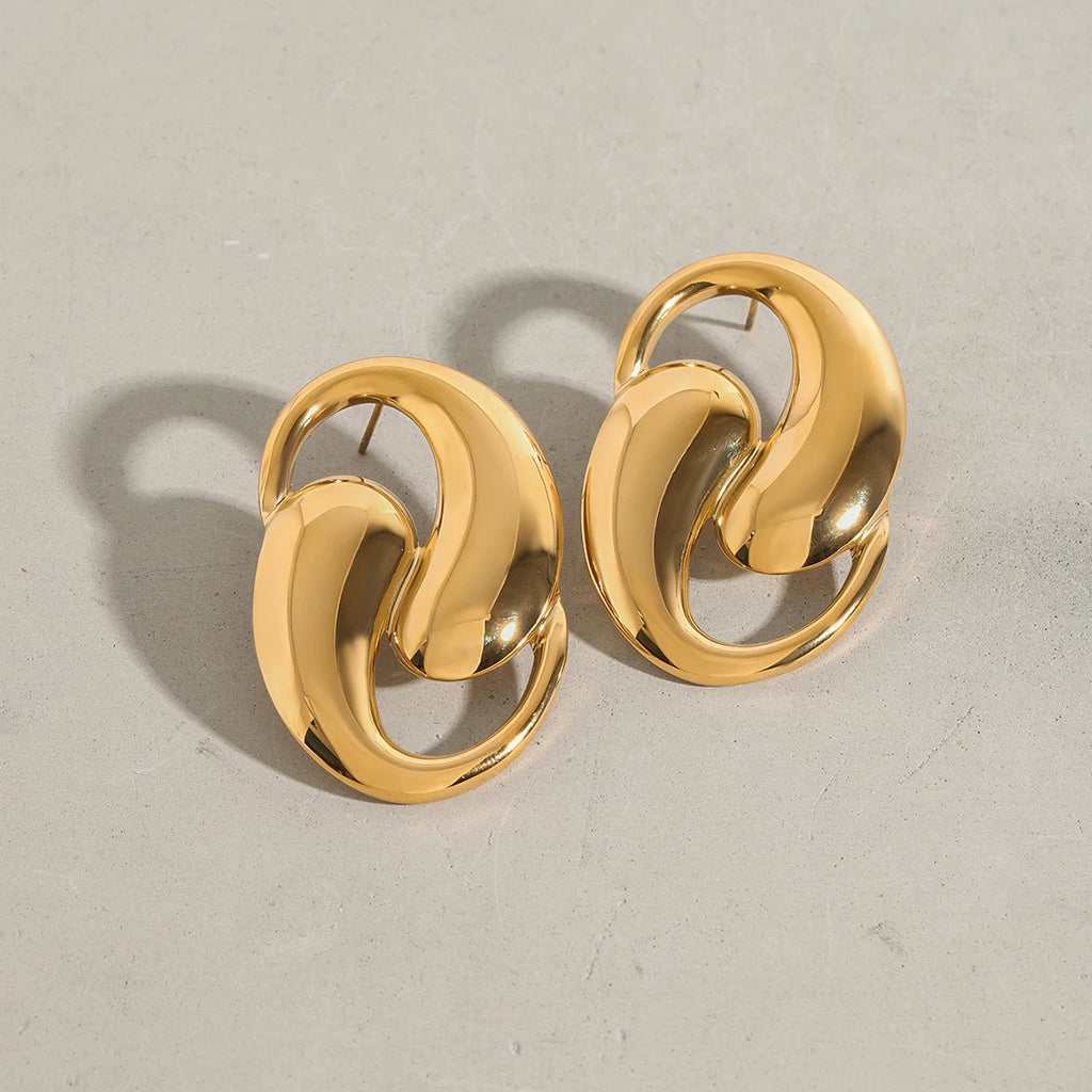 Minimalist Smooth Water Drop Shaped Hollow Earrings