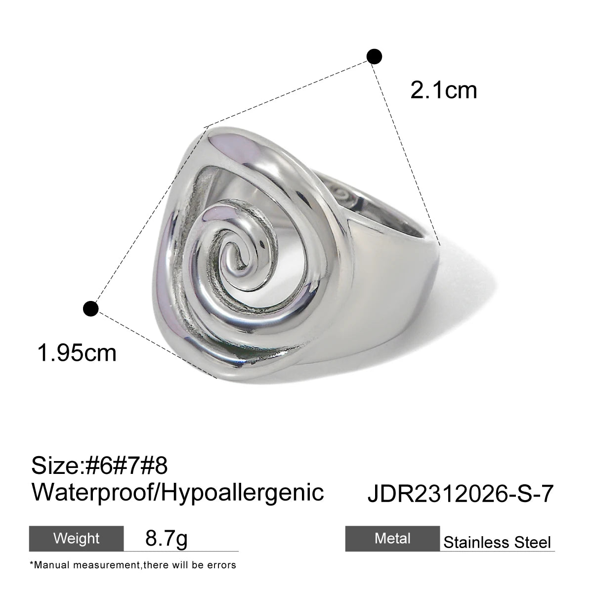 KIka Minimalist Opening Ring for Women Stainless Steel Jewelry 18 K