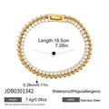 Kika Delicate White Zircon Chain With Gold Color Bead Chain Double-Layer Bracelet