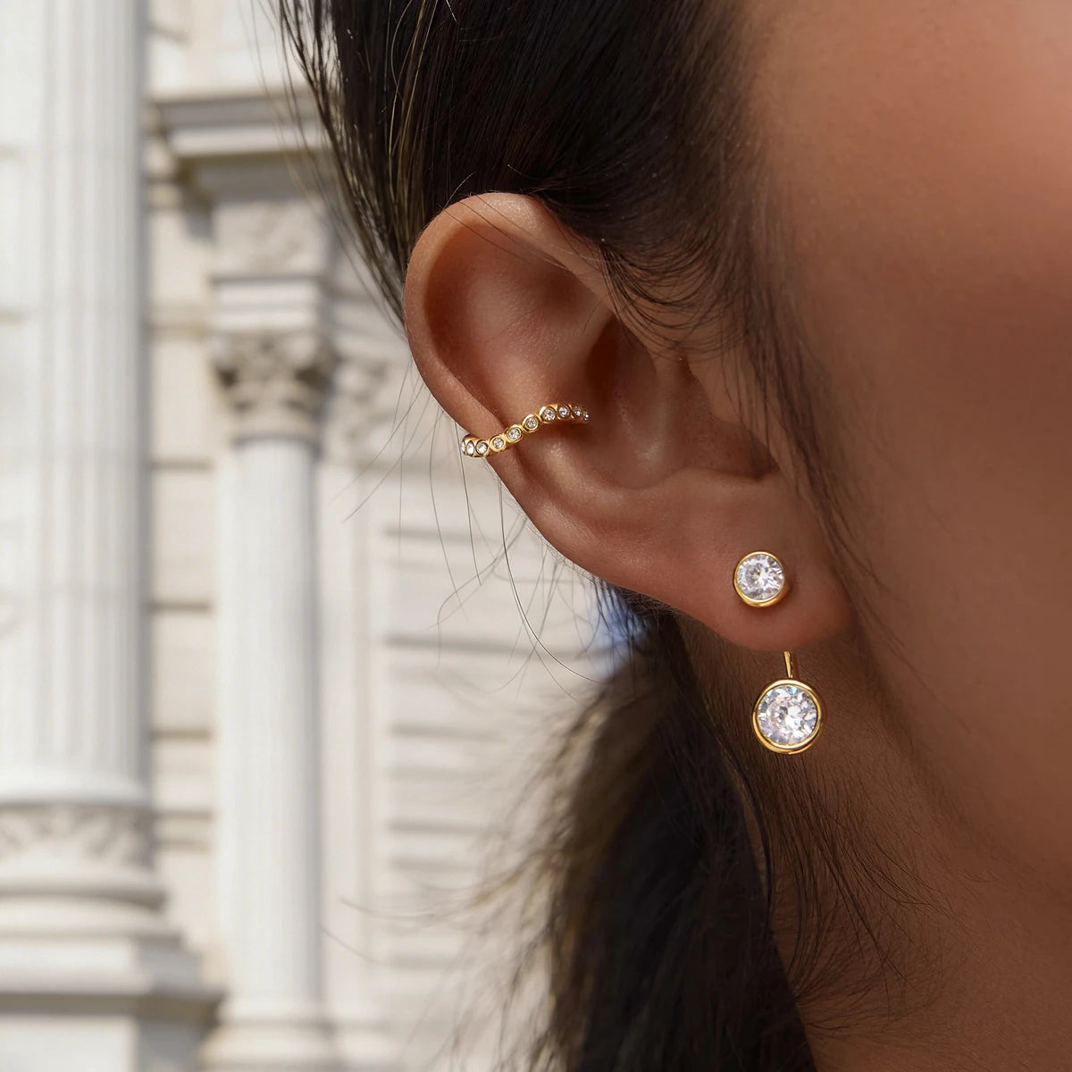 KIKA Delicate Crystal Non-piercing Ear Clips Minimalist 18K Gold PVD Plated Stainless Steel 316L