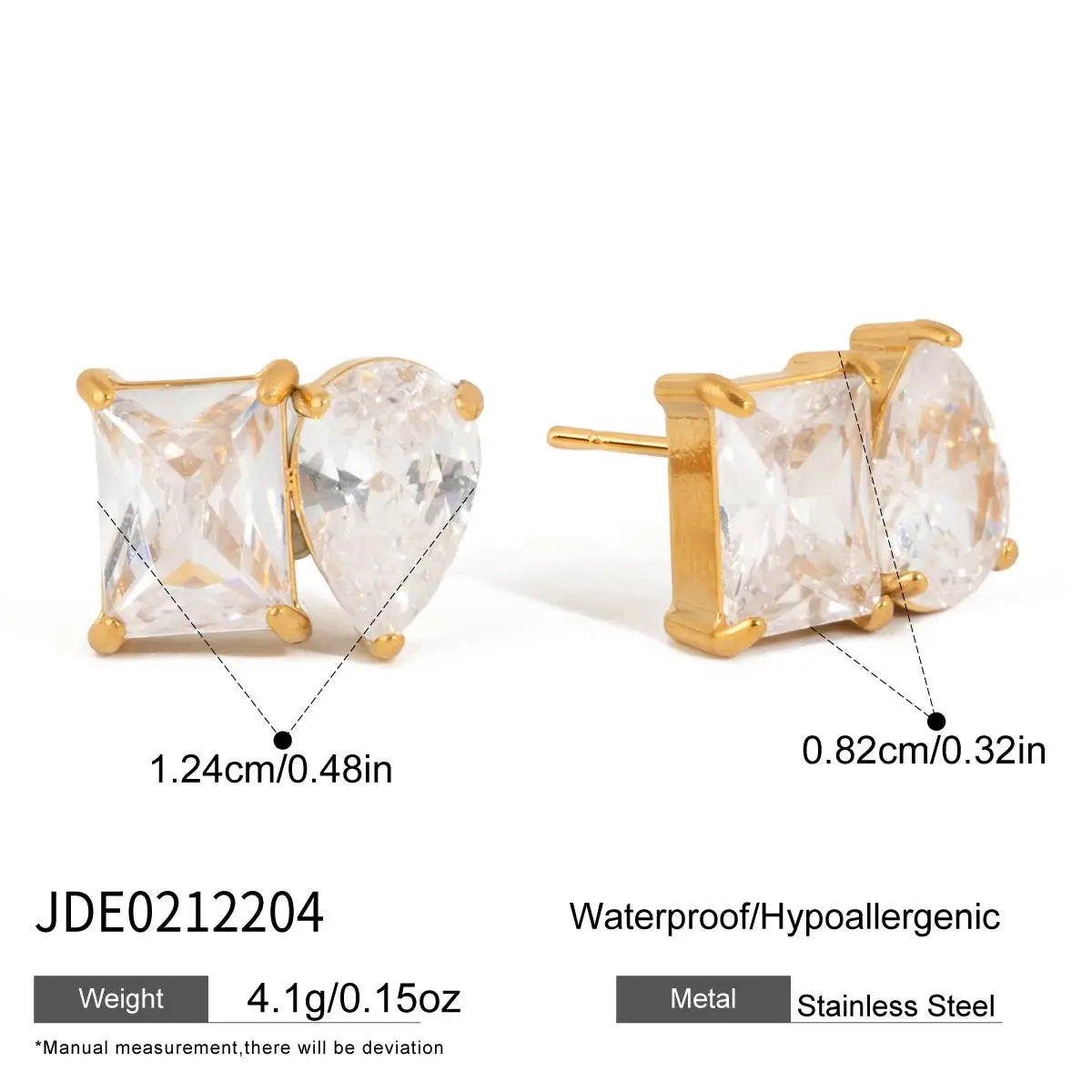 Classic Stainless Steel Shiny Cubic Zirconia Water Drop