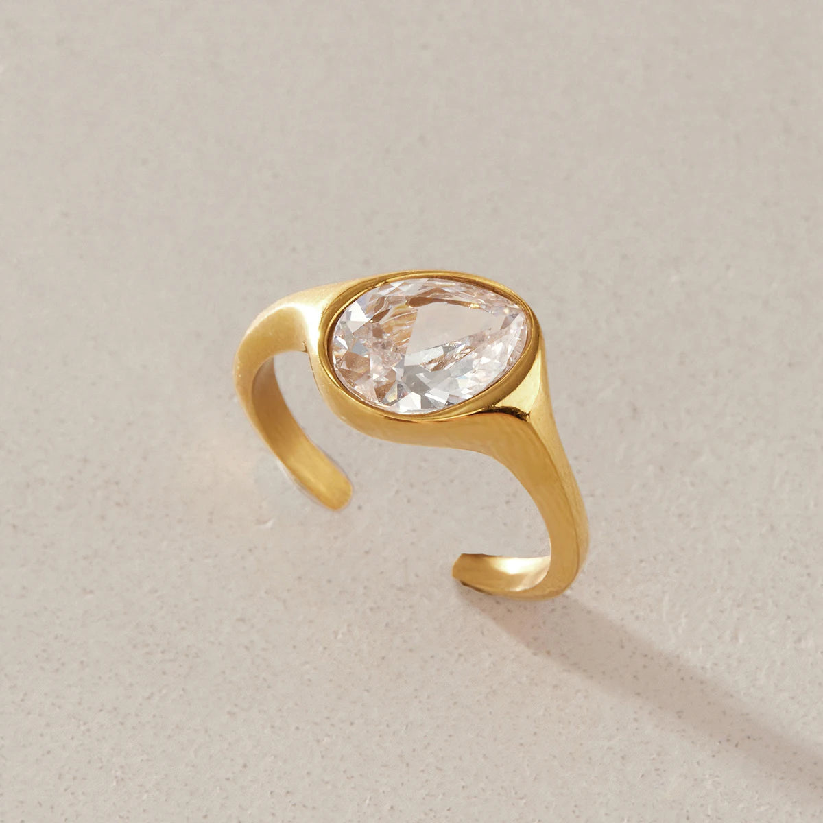 KIKA Classic Water Drop Zircon Open Pinky PVD 18K Gold Plated Stainless Steel 316L