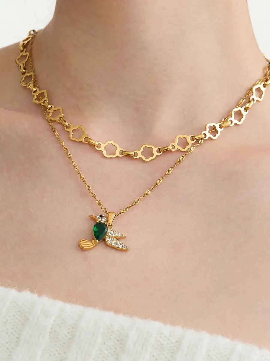 Kika Simple Classic 18K PVD Stainless Steel Hollow Flower Basic Chain Necklace