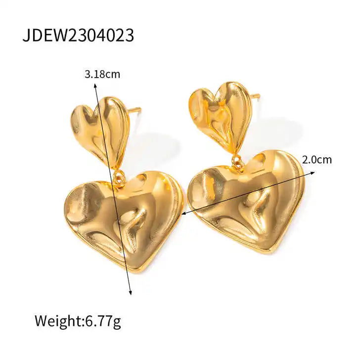Irregular Square Hammer Heart Earrings