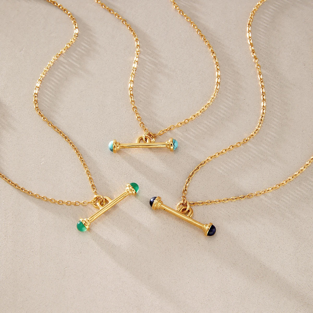KIKA Natural Stone T Bar Pendant Necklace For Women Minimalist 18K Gold PVD Plated Stainless Steel Necklace Fashion Jewelry