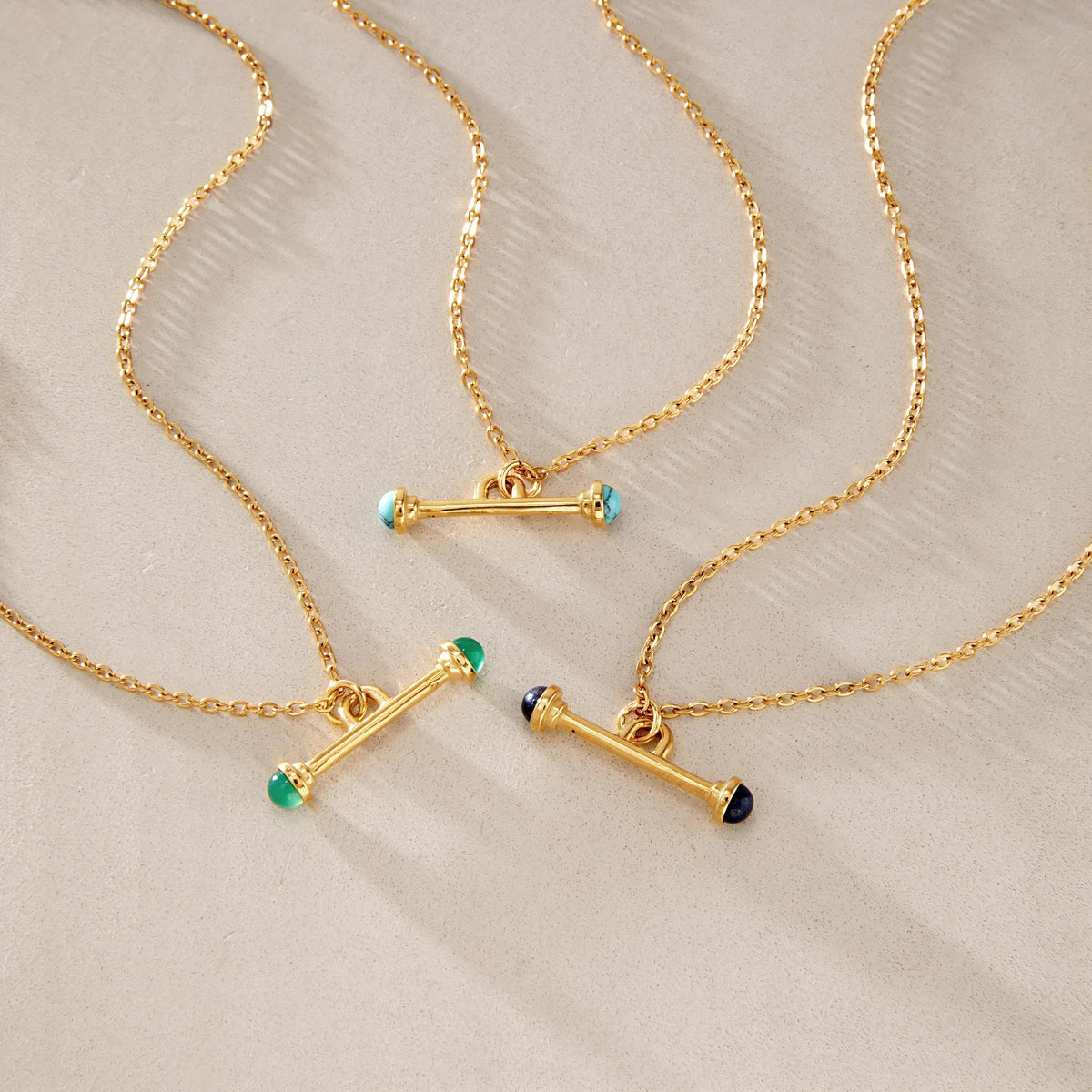 KIKA Natural Stone T Bar Pendant Necklace For Women Minimalist 18K Gold PVD Plated Stainless Steel Necklace Fashion Jewelry
