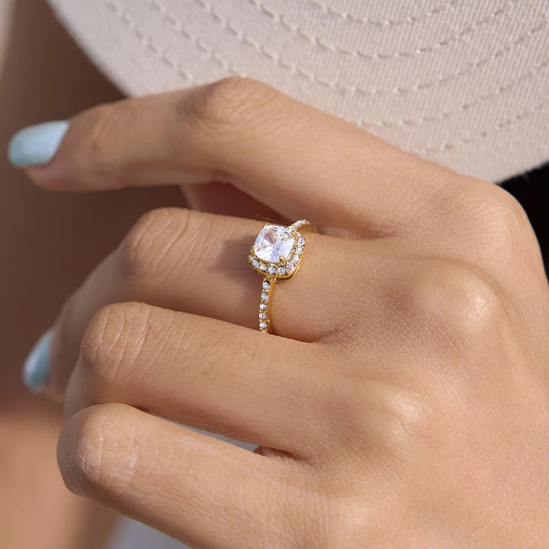 KIKA Square Zircon Ring PVD Plated Stainless Steel 316L