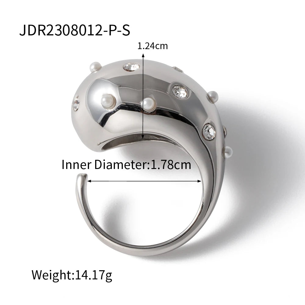 Kika Stainless Steel Half Empty Chunky Exclusive Ring 18K PVD Plated Waterproof Texture Personalized Statement Jewelry Women