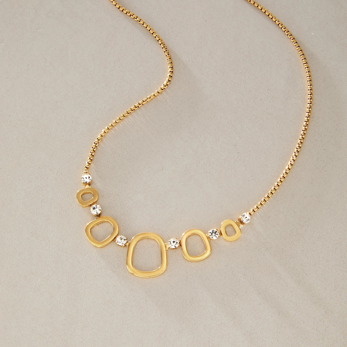 KIKA Round Zircon Hollow Pendant Necklace For Women Minimalist 18K Gold PVD Plated Stainless Steel Necklace Fashion Jewelry