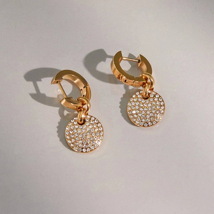 Full Rhinestones Round Pendant Earrings