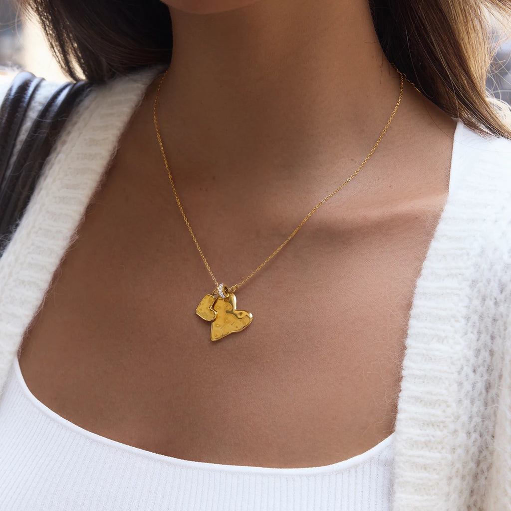 Kika Romantic Heart Necklace Earrings Jewelry Set For Women Minimalist 18K Gold PVD Plated Stainless Steel 316L