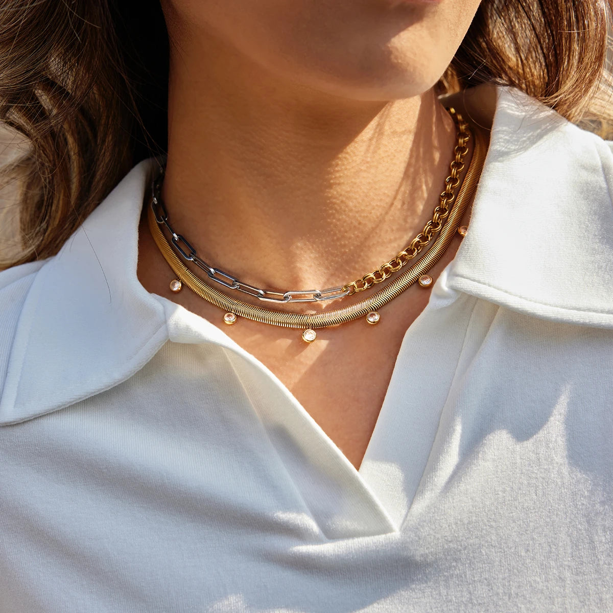 Minimalist Paperclip Chain Stainless Steel O-Chain Splicing Necklace
