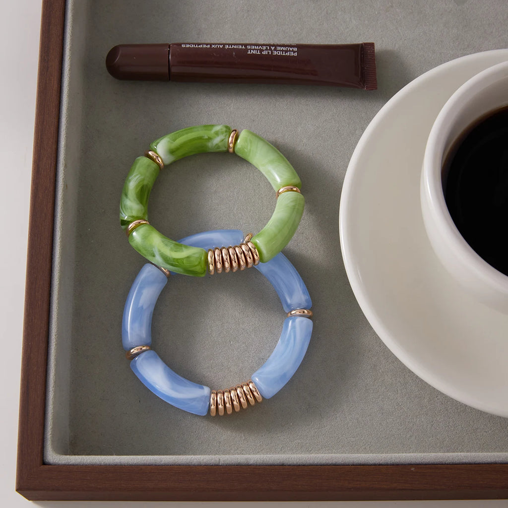 KIKA Gradient Resin Bangle Set PVD Plated Stainless Steel 316L Hypoallergenic Waterproof Bracelets