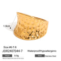 Kika Exaggerated Wide Hammered Concave Ring 18K Gold Color Waterproof Fashion Minimalist Statement Charm Jewelry Women