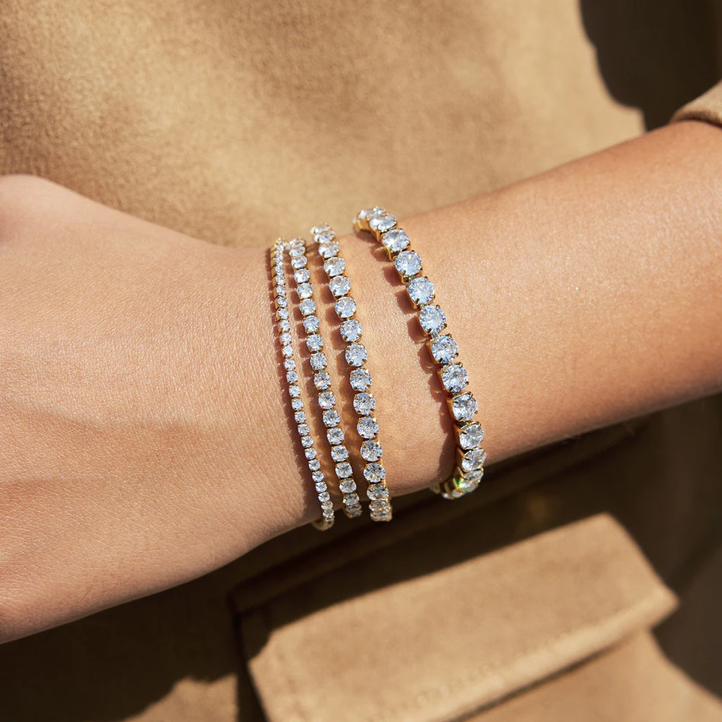 Classic White Round Zircon Tennis Ball Chain Bracelet