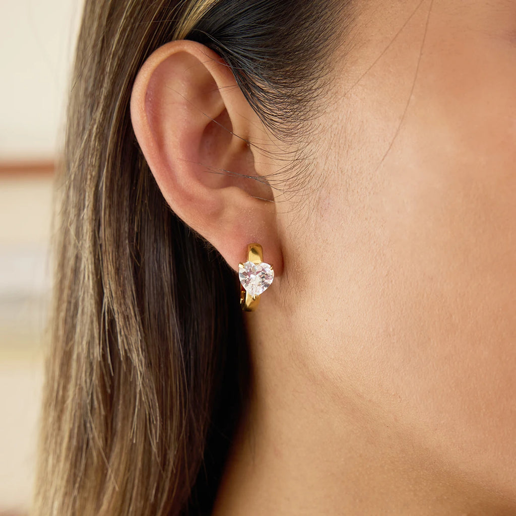 KIKA Classic Gold Color White Zircon U-shaped Earring Women 18K PVD Plated Stainless Steel 316L Earrings