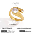 KIKA Water Drop Zircon Open Rings 18K Gold PVD Plated Stainless Steel 316L