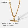 Kika New 18K Gold Color Plating Figaro Cuban Chain T-bar Pendant Necklace
