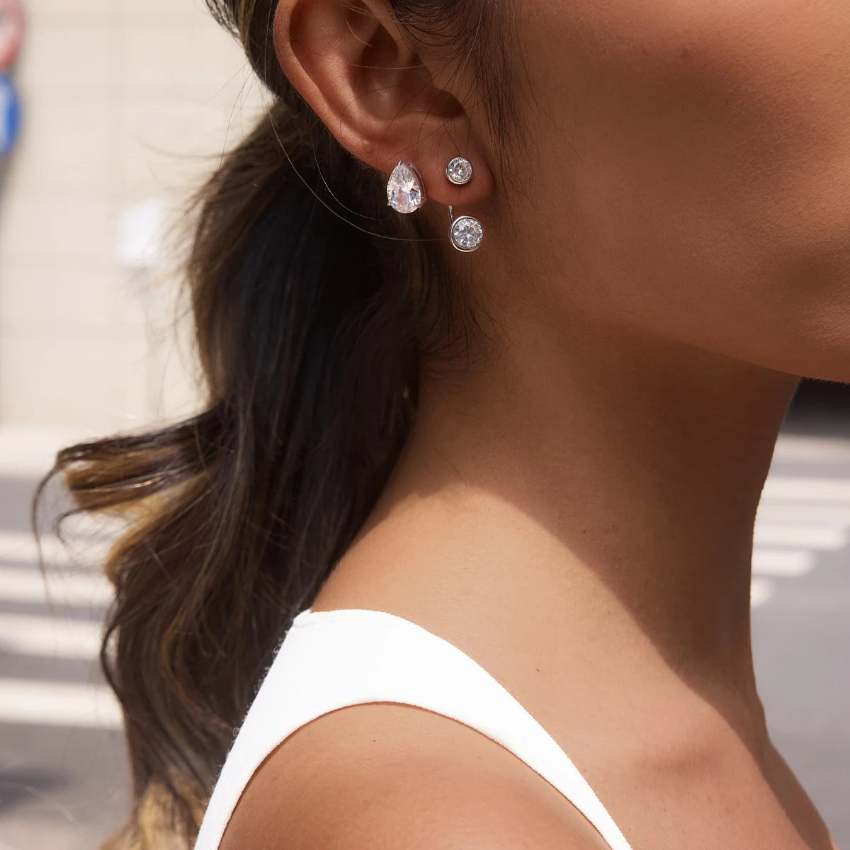 KIKA Detachable Zircon Stud Earrings  PVD Plated Stainless Steel 316L